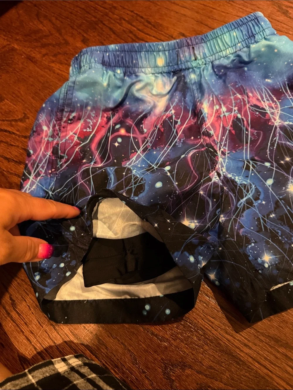 Boys Galaxy Print Swim/Active Shorts - Blue & Pink